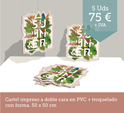 Promoción cartel impreso PVC Promoción cajas madera - Promoción tresatres